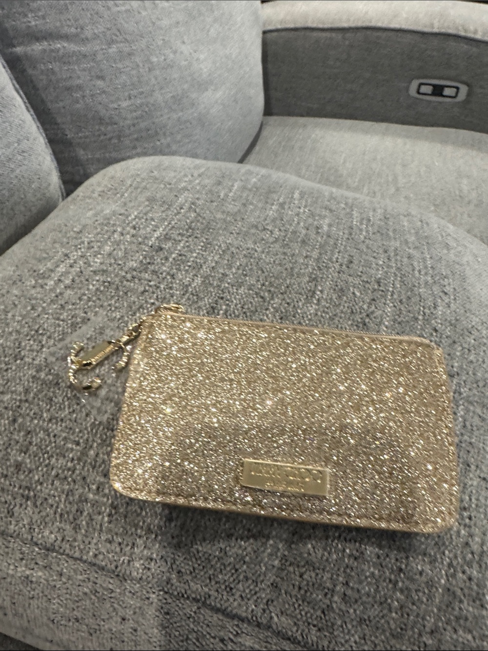 Jimmy Choo Parfums Mini Gold Sparkling Glitter Coin Purse Credit Card 5x3 Inch